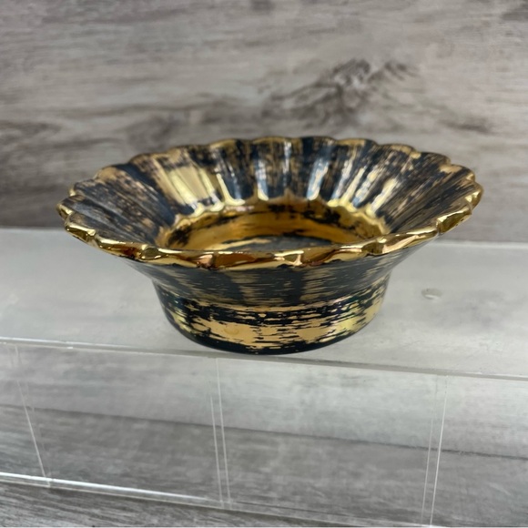 Vintage Stangl Granada Gold Hand Painted 22k Scalloped Dish Bowl 5162 - Picture 3 of 6